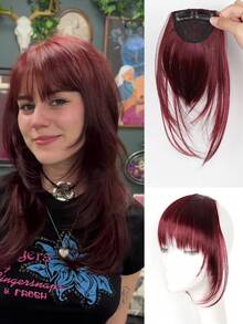 طقم باروكة اصطناعية مع غرة، بديل شعر للنساء، يغطي الشعر الأبيض، ناعم وطبيعي، باروكة متدرجة ناعمة للجبهة، بطراز كرتوني حلو وبارد، مشابك شعر، دبابيس شعر، مشابك شعر