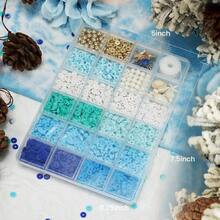 Beads Bracelets, Clay Beads Bracelat Making Kit Golden Beads Crafts Stocking Stuffers Decorations Charms Jewelry Making, Gifts Teen Age 6 - 12 - Giấc mơ xanh thẳm - Xem 4