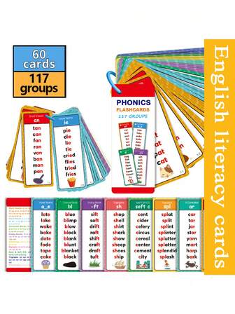 60 tarjetas didácticas de vocabulario en inglés de alta frecuencia, material de papel, fácil aprendizaje de palabras, adecuado para estudio en casa, enseñanza escolar y desarrollo de la primera infancia