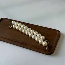 2条可拆卸珍珠包链，手工DIY包包配饰项链，适用于手提包、钱包、手机壳和其他手工制品，时尚、简约、优雅、美观，方便替换单肩包链。 - 白色 - 查看 12