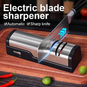 专业USB充电便携式电动磨刀器，角度可调，20度直刃，适用于厨房刀具的研磨和抛光，使用简单，适用于厨刀、切片刀、三德刀、削皮刀、小刀、陶瓷刀等。