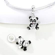 1 Pc Silver Plated Charm Animal Concert Panda Guitar Pendant & Elephant Drumming Bead & Hamster Bead For Original Bracelet Necklace DIY Jewelry Making Fit Women Birthday Gift