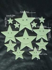 Smiling Face Luminous Stickers, Glowing Star Wall Stickers, Fluorescent Cartoon Pentagram Stickers For Students (Suitable For Christmas Parties & Gatherings).