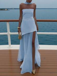 Đầm Floreya màu trơn thanh lịch, kiểu dáng bất đối xứng, phù hợp cho các buổi hẹn hò tối, ngày lễ, đám cưới, sinh nhật, tiệc tối trang trọng, tiệc họp mặt, tiệc độc thân. - Màu xanh lam - Xem 12