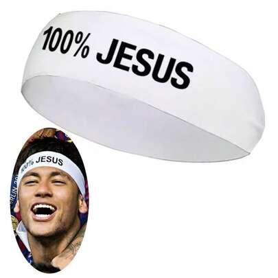 FAIXA DE CABELO 100% JESUS ESTILO NEYMAR CAMISA 10 DO SANTOS / MENINO NEY E BANDANA COR BRANCA