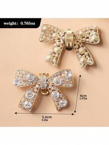 2pcs Shiny Silver Butterfly Shoe Clips, Metallic Mesh Texture, Fully Studded With Rhinestones. Exquisite And Glamorous, Adds Elegant Charm To Footwear - Gold - View 13