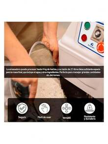 Batidora Industrial, Maquina Amasadora Industrial para Repostería, Panaderías, de 20 Litros/8 kg, Acero Inoxidable, Reja Protectora, (110V/60HZ). Bluelander - Blanco - Ver 4