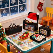 Geantă organizatoare de călătorie de Crăciun - Husă de depozitare impermeabilă neagră și portocalie, 2 dimensiuni pentru ambalarea cadourilor de sărbători, depozitarea cadourilor și accesorii tehnologice (greutate ușoară 142g/119g) - Multicolor - Vizualizare 6