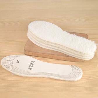1 Pair Warm Insole, Unisex Soft Cushion Shock Absorbing High Elastic Breathable Insoles For Autumn/Winter, Trimmable Size