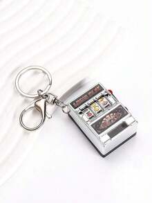 1pc Mini Slot Machine Keychain, Fashionable Keyring Suitable For Key, Bag Or Decoration Car Accessories Bag Charm School Cute Goth Y2k - Silver Slot Machine - View 6