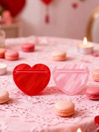 5pcs/10pcs/20pcs Dual-Color Heart-Shaped Sealed Bags Transparent Jewelry Bags & Adorable Wedding Favor Bags Wedding, Birthday, Confession Gift Packaging Essential Mother's Day & Graduation Season Gifts Valentine's Day Gift Bags