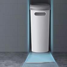 Trash Can,Bathroom Orginazor          2.64 Gallon Low Profile Trash Can With Lid - Stylish Space Saving Trash Can For Kitchen, Bathroom, Bedroom - Easy-To-Use Design, Odor Resistant, Durable Plastic, Polished Surface, Bathroom Trash Can And Liner,Trash Can,Bathroom Accesssories,Trash Can,Bathroom Accesssories,Kitchen Essentials,Bathroom Essentials,Garbage Can,Storage,Kitchen Trash Can - 白色 - 查看 10
