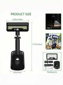 2025年新款上市，户外太阳能灯，方便超亮夹式太阳能灯，适用于户外露营、室内应急照明、庭院、围栏、花园、车间维护等多种场景。 - 彩色 - 查看 13