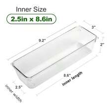 HAWT 8 Pack Clear Plastic Drawer Organizers  Storage Trays Non-Slip Storage Bins For Kitchen Utensil Silverware Cutlery Bathroom Office Desk Makeup Jewelry 9.2''*3''*2'' - Thông thoáng - Xem 2