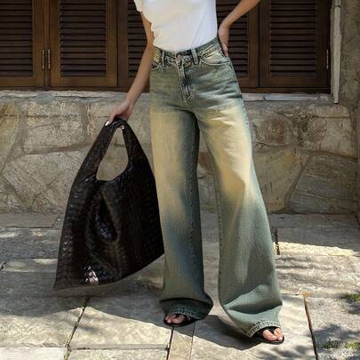 Jeans larghi in denim stile retrò, jeans ampi