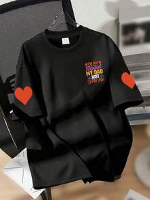 Tricou casual cu mânecă scurtă, cu imprimeu floral și litere colorate, pentru fete, guler rotund, model casual, haine de vară pentru fete - Negru - Vizualizare 3