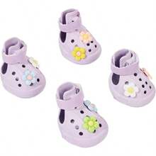 Dog Shoes Hot Pavement, Waterproof Dog Shoes Small Medium Dogs, Breathable Non - Slip Dog Boots Paw Protectors With Rubber Soles, Dog Booties Beach And Snow Purple, Large - 紫色 + 大號 - 查看 2