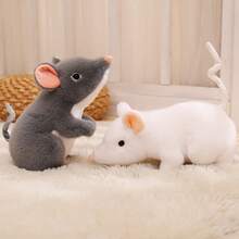 1pc Adorable Plush Realistic Mouse Stuffed Animal Doll, Soft Fluffy Cute Big Ear Mouse Doll, Funny Pet Doll, Cat Doll, Children's Birthday Gift - Multicolor - View 8