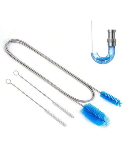 CPAP Pipe Cleaning Brush, Dual-Head Spring Brush For Pipe, Aquarium, Shower Drain Cleaning Tool, Stainless Steel, Long Handle For Glass And Plastic Straws, Pipe Interior Cleaning Brush,Long Handle Cleaning Brush,Pipe Deburring Tool For Copper/Plastic Pipes,All-Purpose Assorted Cleaning Tools Set