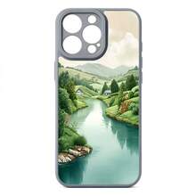 Compatible con 17 16 15 14 13 12 11 y 12 13 Plus Pro, diseño de paisaje de valle de río gris de la naturaleza para uso al aire diario - Colores mezclados - Ver 1
