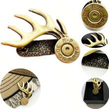 Durable Alloy Antler Hat Clip, Adjustable Deer Head Design With Golden Accents, Textured Grip Base, Suitable For Hunting & Outdoor Adventures, Perfect Gift For Fathers And Hunters