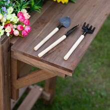 Outsunny Tall Planter 123x54x74cm With 8 Compartments And Folding Shelf Made Of Solid Wood In Brown For Garden And Patio - 1 - View 4