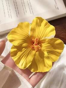 5个/1个 女士粉色黄色白色橙色蓝色7.5厘米/2.95英寸扎染仿花发夹，时尚百搭高端优雅简约纯色侧夹发饰，适合日常外出、休闲、派对、通勤、度假、马尾辫、发髻、洗脸、化妆、服装搭配、爪夹、发夹、发卡、情人节配饰、头部配饰、春季、发卡 - 彩色 - 查看 5