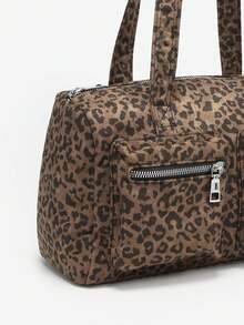 1个复古简约蝴蝶结爱心装饰外露内衬黄色多口袋大容量单肩保龄球波士顿包，适合约会、外出、派对等场合。 - 彩色 - 查看 3