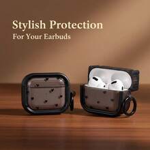 1pc Minimalist Black Heart Design [With Black Ring] Cute & Simple Creative Transparent Silicone Keychain/Holder For AirPods 1/2/3/4/Pro/Pro2/Pro3 - Multicolor - View 6