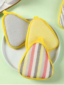 3pcs/Set Dishwashing Sponge Scrubber, Easy To Clean, Non-Stick, Random Color - Multicolor - View 4