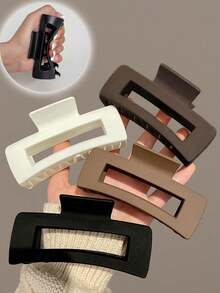 4pcs 11cm Oversized Dragon Design Hair Clip, Milk Coffee Color, Women's Daily Life Hair Accessories Set - Multicolor - View 8