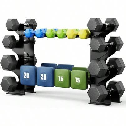 4 - Tier Dumbbell Rack Stand Home Gym: Rack Only Holder Dumbbells, Weights, 400LB Capacity Heavy - Duty Compact Storage Organizer