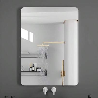 OUTANA 1pc Rectangular Acrylic Home Decor Mirror Wall Sticker, Moisture-Proof, Waterproof, Easy To Clean, Peel And Stick Wall Decor Mirror. Removable Mirror Effect Wall Art Sticker, Suitable For Living Room, Bedroom, Kitchen, Bathroom, Office, Foyer And Gym Decoration.