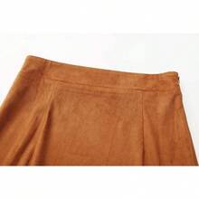 Dravelle 优雅休闲波西米亚风性感高腰中长裙 - 棕色咖啡色仿麂皮面料，流苏裙摆，简约时尚风格，柔软舒适，适合海滩度假、日常办公、节日庆典、生日派对、约会、旅行、感恩节、夏季、春季、秋季和冬季穿着。 - 棕色 - 查看 6