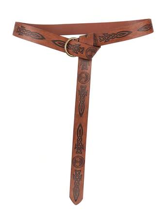 Cinturón de cuero PU con relieve medieval, cinturón de caballero renacentista retro, accesorio renacentista de cinturón de pirata vikingo