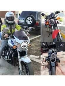 Lámpara de conducción LED, faro LED redondo de 7 pulgadas Halo Angle Eyes Luz de circulación diurna Lámpara de señal de giro - Plateado - Ver 3