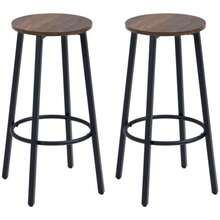 Set Of 2 HOMCOM Bar Stools With Footrest, Industrial Style, Metal Frame, For Dining Room, Up To 120 Kg, 42 X 42 X 65 Cm, Brown - Camel - View 9