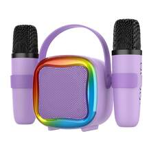 Doyran 成人迷你卡拉OK机：配备2个无线卡拉OK麦克风和灯光，适合家庭聚会 - 便携式卡拉OK音箱 - 舞台低音炮