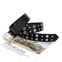 8pcs/4pcs/2pcs Assorted Punk Style Square Rivet Belts, Versatile Fashion Accessory For Jeans, Suits, Random Delivery - Black - View 5