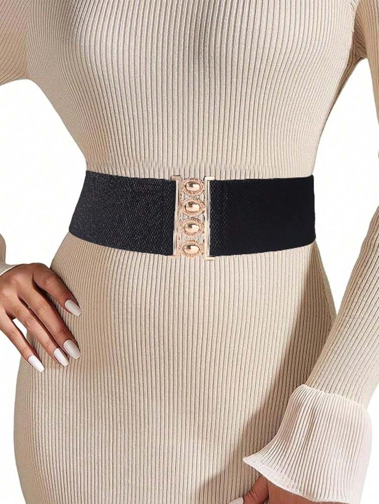 2 piezas Cinturón elástico de cintura sólida, diseño ancho, adecuado para que las mujeres lo usen en verano, otoño y de vuelta a la escuela - Multicolor - Añade 9