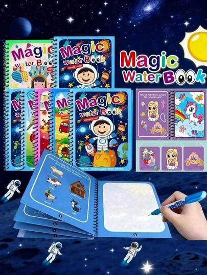 1/8 Set Magic Watercolor Painting Book, Amazing Coloring And Painting Kit For All Ages, Educational And Reusable Watercolor Sketchbook (Pen And Sketchbook Frame Color Randomly), Suitable For Office, School, Painting, Students, Markers, Stationery, School Supplies, Watercolor Painting, Holiday Gift, Birthday Gift, Party Gift