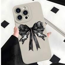 2026 nueva funda de teléfono mate, funda de teléfono con estampado de lazo negro y blanco para  17 14 Pro Max  17 13 Pro  17 12 Pro  17 11  Galaxy S23 S22 S21 S20 funda protectora para teléfono regalo de pareja para novio novia regalo de vacaciones - Negro - Ver 3