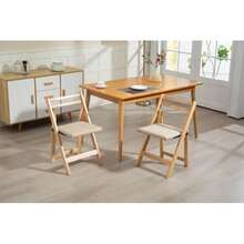 Solid Wood Folding Chair - Space-Saving, Durable & Stylish Design For Home, Office Use - Khaki - View 5