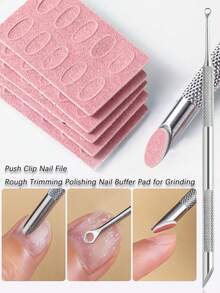 Manicure Care Set, Self-Adhesive Push Clip Nail File, Rough Trimming Polishing Nail Buffer Pad For Grinding, Shaping And Smoothing Nails, Includes Sandpaper Sheets, Cuticle Pusher, Manicure Grinding Tool - Multicolor - View 1