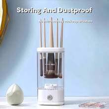 3-In-1 Electric Makeup Brush Cleaner (Cleaning + Storage + Drying) Comes With A Silicone Pad, A USB-Powered Beauty Cleaning Tool, Suitable For Various Makeup Brush Sizes, Silent Operation, A Must-Have Beauty Tool For Women. - trắng - Xem 2