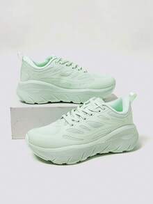 MASKERT Zapatillas de mujer, con suela gruesa, con cordones, zapatos para correr, de estilo minimalista, con superficie de malla, ligeros, con suela blanda, cómodos, con absorción de impactos