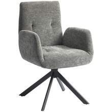 HOMCOM Swivel Armchair With Armrests, Wool And Linen Look, Modern Button-Tufted Upholstered Chair, Steel Legs, For Living Room, Bedroom, Dark Gray On Site - 1 - View 1