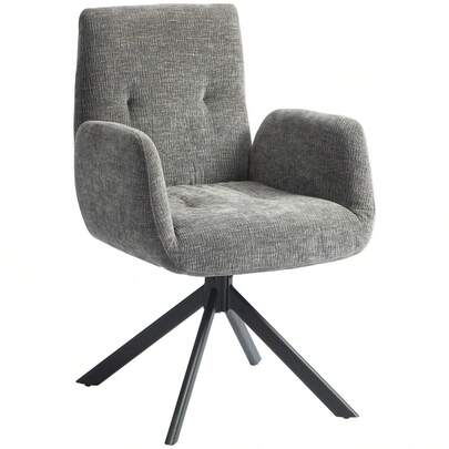 HOMCOM Swivel Armchair With Armrests, Wool And Linen Look, Modern Button-Tufted Upholstered Chair, Steel Legs, For Living Room, Bedroom, Dark Gray On Site