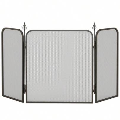 HOMCOM Spisskärm, 3-panels hopfällbar spisskärm, brandskyddsskärm för vardagsrum, sovrum, metall, 96 x 56, svart