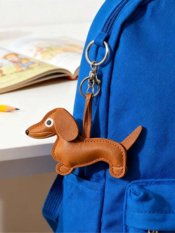 Cute Dachshund Leather Keychain Lucy Girls Inspired Bag Hanger Dog Car Ornament For Pet Lovers Key Ring Gift